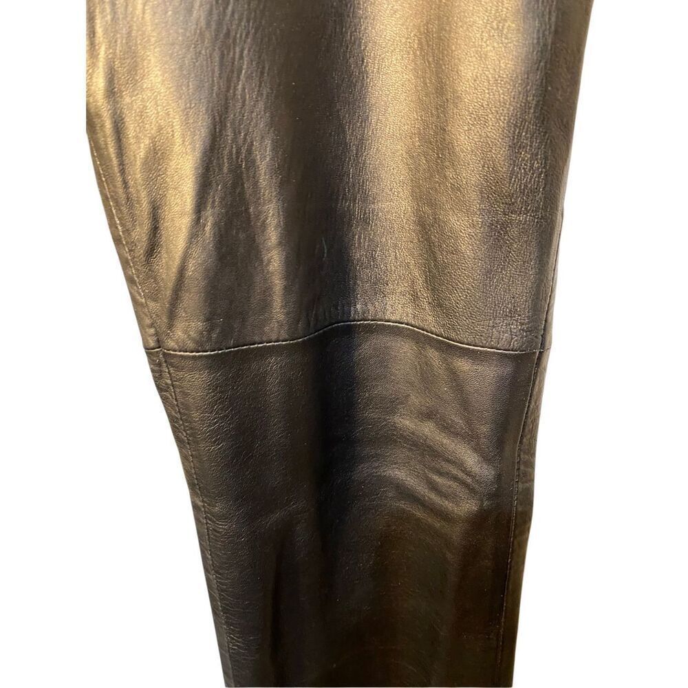 INC international concepts, black 100% leather straight leg pants fully lined si - Picture 3 of 5